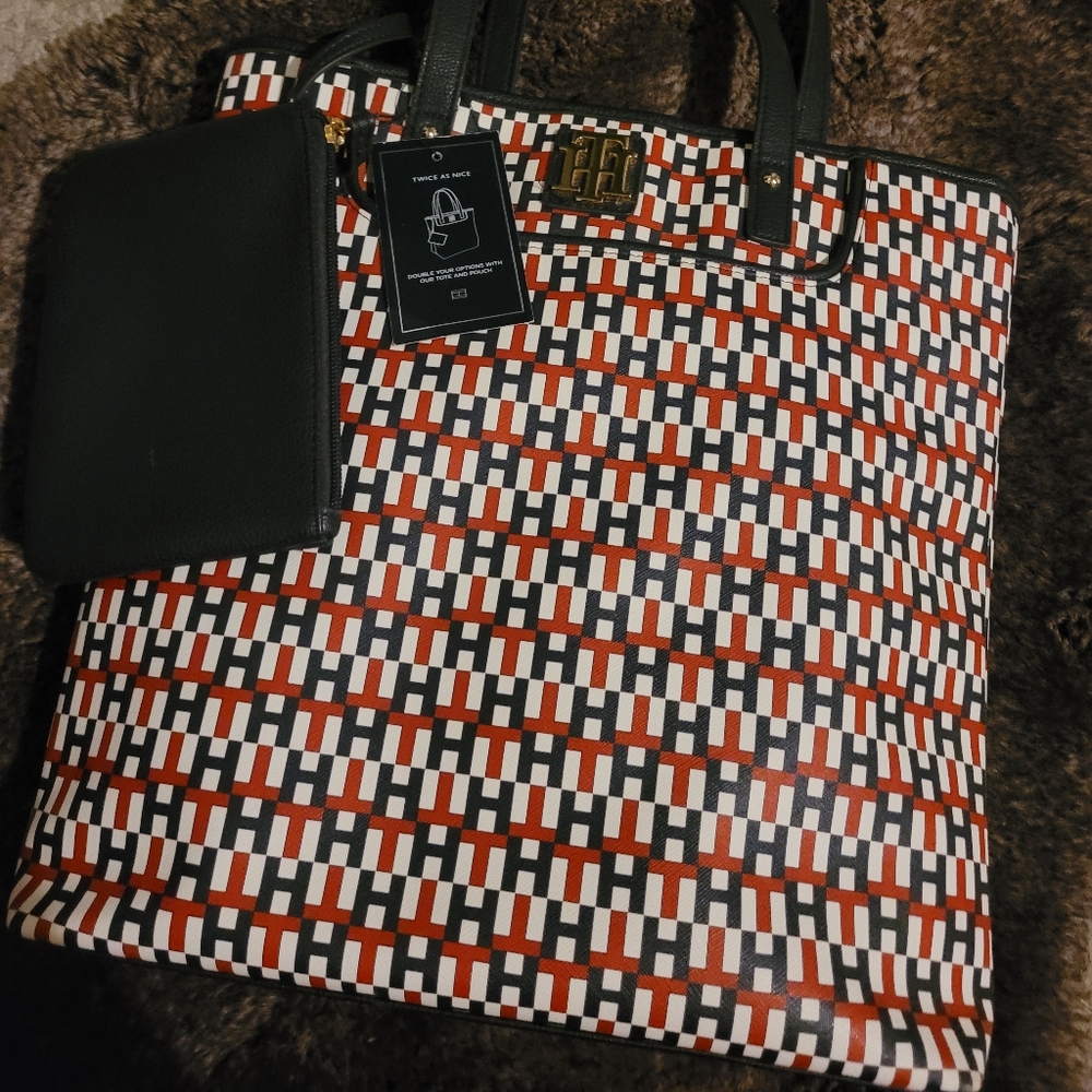 Tommy Hilfiger Logo Faux Leather Tote Bag